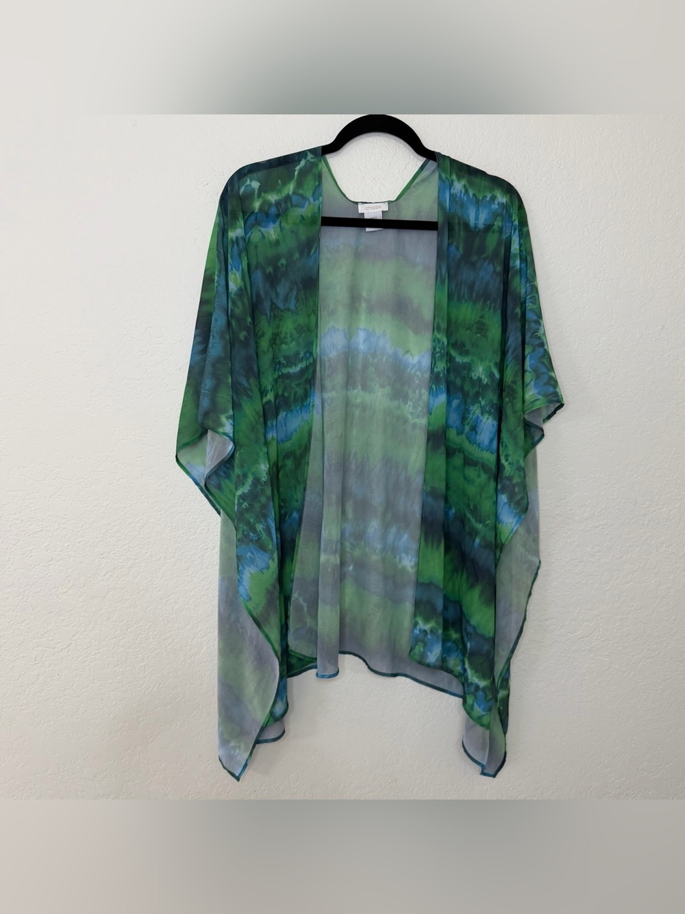 Lightweight Green Blue Open-Front Kimono - Unbranded